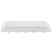 A white rectangular Thunder Group melamine tray with a scalloped wavy edge.