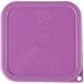 A purple square plastic lid for a Cambro CamSquares food storage container.