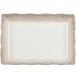 A white rectangular Thunder Group melamine tray with a scalloped edge.