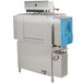 A stainless steel Noble Warewashing conveyor dishwasher.