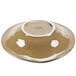 A brown china bowl with a white rim.