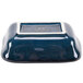 A blue rectangular ceramic Tuxton side dish with a white and blue design.