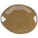 A brown plate with a white border.