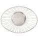 An American Metalcraft stainless steel oval serving basket with a round center.