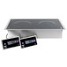 A stainless steel Vollrath Ultra Series dual hob induction cooker range on a counter with two digital controls.