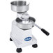 A white Globe Patty Press with a single-level press handle.