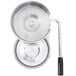 A Globe stainless steel manual patty press with a single-level press handle.