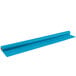 A roll of turquoise blue disposable plastic table cover on a white background.