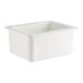 A white plastic Cambro food pan.