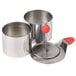 A close-up of a stainless steel Ateco round molding kit.