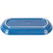 A blue rectangular Fiesta bread tray with a white border.