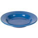 A close up of a blue Fiesta china rim soup bowl.