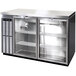 A Continental Refrigerator stainless steel back bar refrigerator with glass doors.