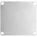 A white square metal shelf with holes in it.
