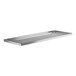 A stainless steel undershelf for a Regency work table with a long shelf.