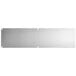 A white rectangular metal undershelf with holes in it.
