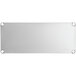 A large mirror with a silver frame.