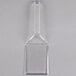 A clear plastic spatula with a handle.