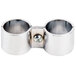 A silver metal Advance Tabco EC-5 Equivalent Chrome Post Clamp with two stainless steel rings and a screw in the middle.