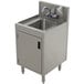 A stainless steel Advance Tabco underbar hand sink with a cabinet.