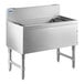 A stainless steel Advance Tabco underbar ice bin with a 10-circuit cold plate on a counter.