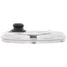 A silver lid with a black rubber stopper.