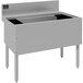 A stainless steel rectangular Advance Tabco underbar ice bin with a rectangular top.