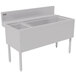 An Advance Tabco stainless steel rectangular ice bin with bottle storage and a cold plate on the right.
