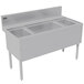 A stainless steel Advance Tabco underbar ice bin and bottle storage combo unit with a cold plate over a large ice bin.