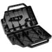 A black plastic carrying case for a Waring electric knife.