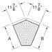 A diagram of a hexagon shaped stainless steel underbar filler.