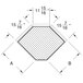A diagram showing the dimensions of a hexagon with numbers.