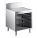 A stainless steel Advance Tabco glass rack storage cabinet with a shelf.