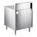 A stainless steel Advance Tabco glass rack storage cabinet with a drainboard top.