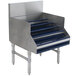 An Advance Tabco stainless steel five-tiered liquor display rack.