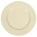 A white Elite Global Solutions melamine plate with a white rim.