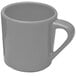 A grey Elite Global Solutions Cottage Vintage melamine mug with a handle.