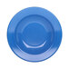 A blue bowl with a white speckled surface.