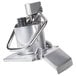 A stainless steel Robot Coupe pusher feed head assembly with a metal handle.