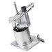 A stainless steel Robot Coupe pusher feed head assembly with a metal handle.