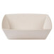 A rectangular papyrus-colored bowl with a curved edge.