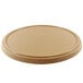 A brown plastic lid for a round bento box with a white background.