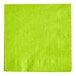 A close-up of a Fresh Lime Green Creative Converting beverage napkin.