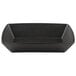 A black rectangular Elite Global Solutions melamine bowl with curved edges.