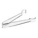 A pair of Carlisle clear polycarbonate tongs with handles.