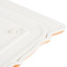 A white rectangular melamine platter with a rustic granite design.
