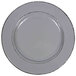 A gray plate with a double black line trim.