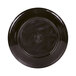 An Elite Global Solutions round black melamine plate with a circular design in the center.