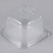 A 16 oz. clear square recycled PET deli container with a lid.