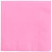 A pink napkin with a white stripe.